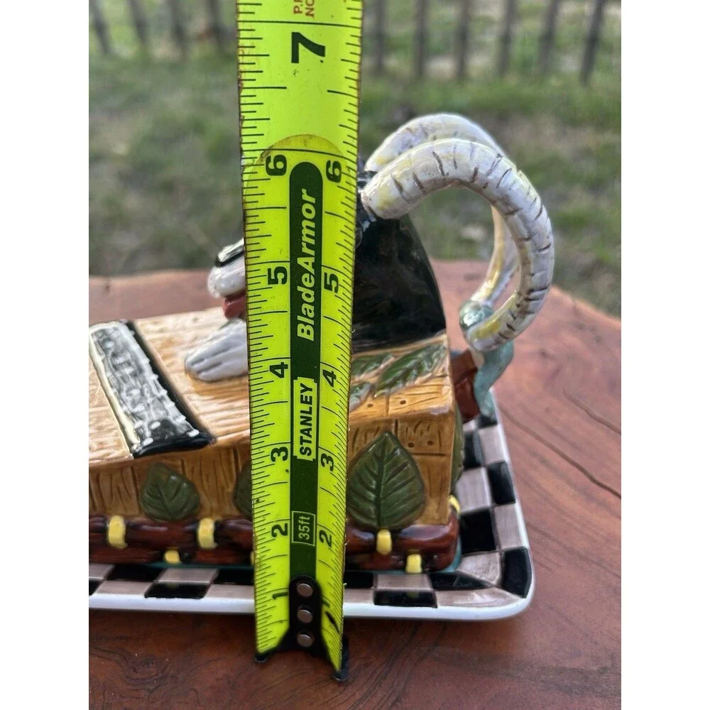 House of Hatten Mountain Goat Covered Butter Dish Peggy Fairfax Herrick Dinner